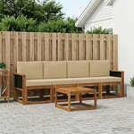 vidaXL Ensemble de canapés d'extérieur avec coussin 4 Pièces Naturel