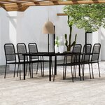 vidaXL Ensemble à manger de jardin 7 Pièces Noir