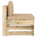 vidaXL Canapé central sectionnel avec coussins Bois imprégné de vert