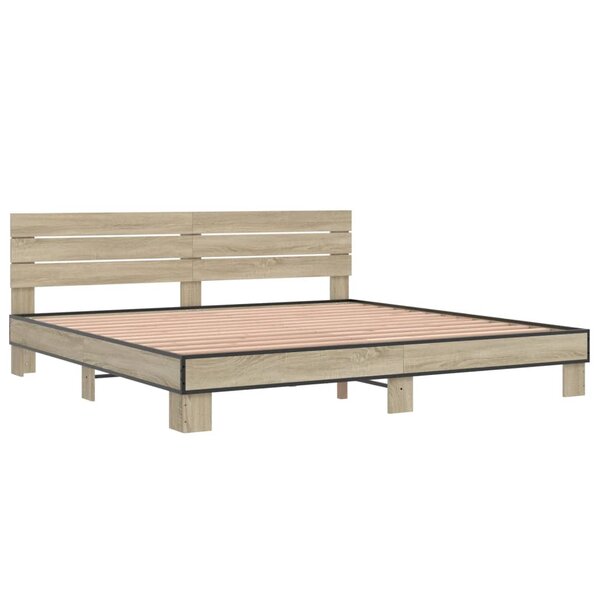 vidaXL Cadre de lit chêne sonoma 180x200 cm bois d'ingénierie et métal