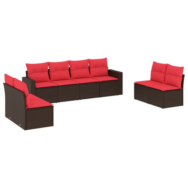 vidaXL Salon de jardin 8 Pièces avec coussins marron résine tressée