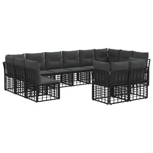 vidaXL Ensemble de canapés d'extérieur Noir et Gris foncé Polyester