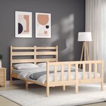 vidaXL Cadre de lit avec tête de lit 140x200 cm bois massif