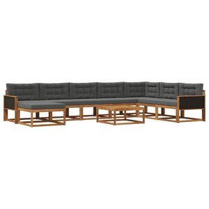 vidaXL Ensemble de canapés d'extérieur 9 Pièces Naturel et Anthracite