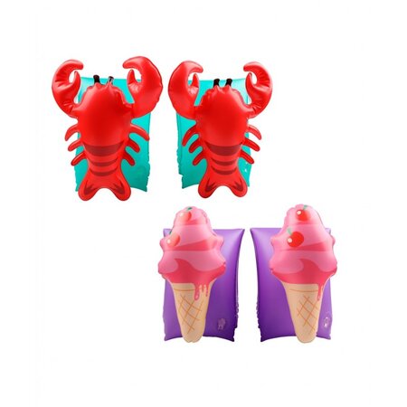 2 x brassards gonflables de natation enfants 3-6 ans  flotteurs piscine & plage - pack duo homard glace