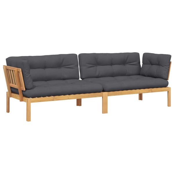 vidaXL Canapés d'angle palette de jardin 2 Pièces et coussins bois acacia