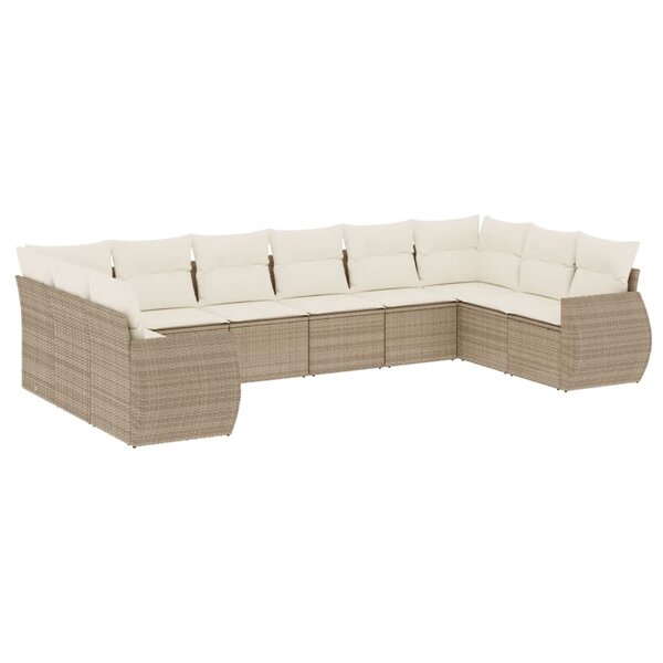 vidaXL Salon de jardin avec coussins 10 Pièces beige résine tressée