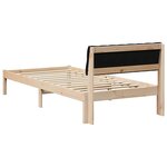vidaXL Cadre de lit Marron et noir 90 x 190 cm Bois massif en pin