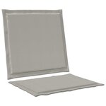 vidaXL Coussins de siège et de dos 2 Pièces Gris clair 47 x 45 x 2 cm