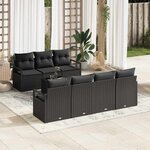 vidaXL Ensemble de canapé de jardin 8 Pièces Noir 55 x 55 x 37 cm