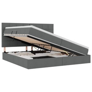 vidaXL Lit avec rangement et matelas Gris foncé 200 x 200 cm Polyester