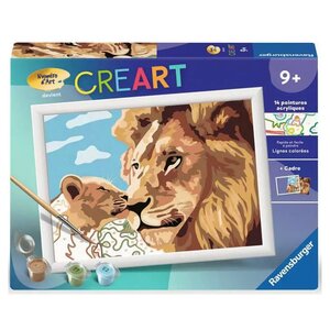 Peinture par numero enfant des 7 ans - CreArt Kids - 18x24 cm - Lion et son bebe