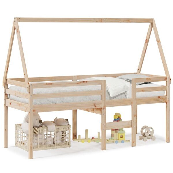 vidaXL Lit haut avec toit 90x200 cm bois de pin massif