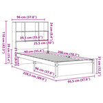 vidaXL Lit bibliothèque sans matelas cire marron 90x200 cm pin massif