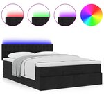 vidaXL Lit ottoman avec matelas et LED noir 140x190 cm tissu