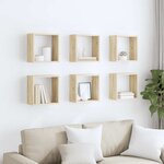 vidaXL Étagères cube murales 6 Pièces Chêne sonoma 30x15x30 cm