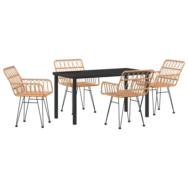 vidaXL Ensemble de salle à manger pour jardin 5 Pièces Marron