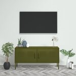 Vidaxl meuble tv vert olive 105x35x50 cm acier