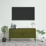 vidaXL Meuble TV Vert olive 105x35x50 cm Acier