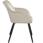 Lot de 4 chaises pieds noir siège de salon cuisine salle à manger design élégant velours beige 08_0000079