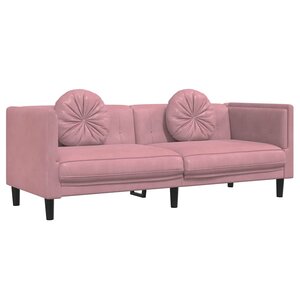 vidaXL Canapé avec coussins 3 places rose velours