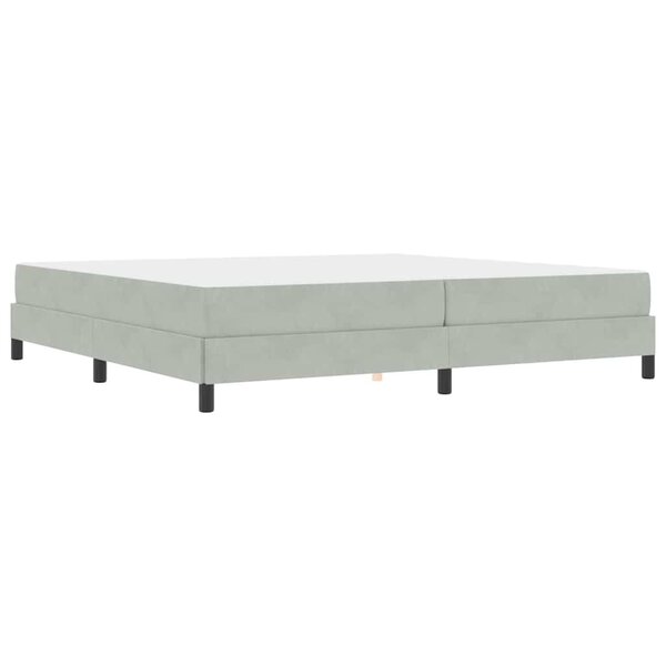vidaXL Lit boxspring avec matelas Gris clair 200 x 200 cm Velours