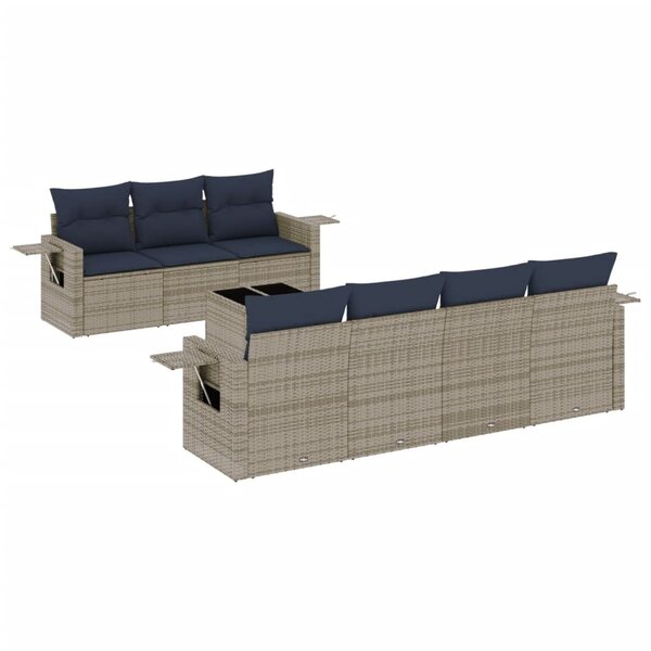 vidaXL Salon de jardin 8 Pièces avec coussins gris résine tressée