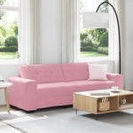 vidaXL Sofa 3 places avec coussin Rose Velours