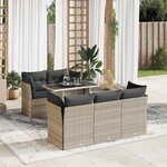 vidaXL Salon de jardin 6 Pièces avec coussins gris clair résine tressée