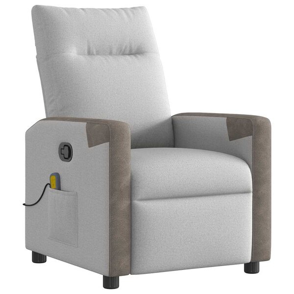 vidaXL Fauteuil de massage inclinable gris nuage tissu