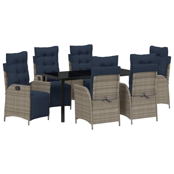 vidaXL Ensemble de salle à manger pour jardin 7 Pièces Gris et Noir Rotin