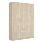 MAXI Armoire 3 portes + 2 tiroirs - Décor chene - L 150 x P 52 x H 215cm