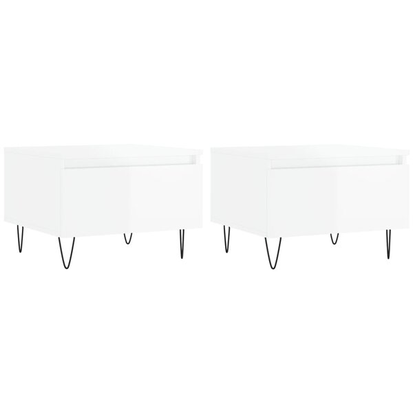 vidaXL Tables basses 2 Pièces blanc brillant 50x46x35cm bois d'ingénierie