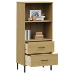 vidaXL Bibliothèque à 2 tiroirs Marron 60x35x128 5 cm Bois massif OSLO