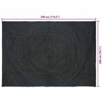 vidaXL Tapis de surface Rectangulaire Gris foncé 200 x 290 cm Jute