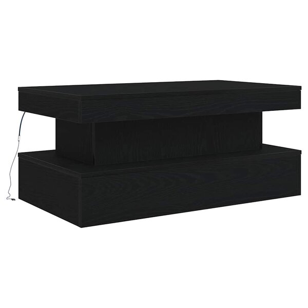 vidaXL Table basse avec lumières LED chêne noir 90x50x40 cm