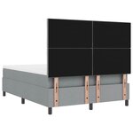 vidaXL Lit à ressorts avec matelas Gris clair 160 x 200 cm tissu