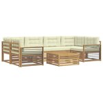vidaXL Ensemble de canapés d'extérieur 7 Pièces Blanc et crème Polyester