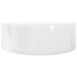vidaXL Lavabo à trou de trop-plein/robinet céramique Blanc Rond