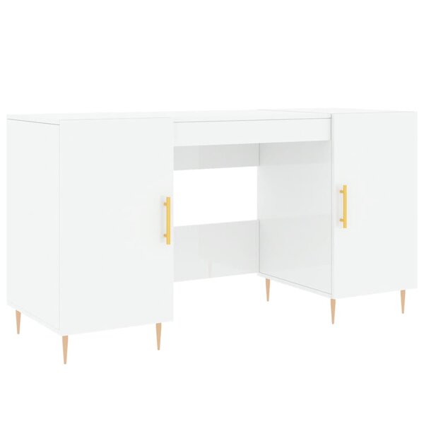 vidaXL Bureau Blanc brillant 140x50x75 cm Bois d'ingénierie