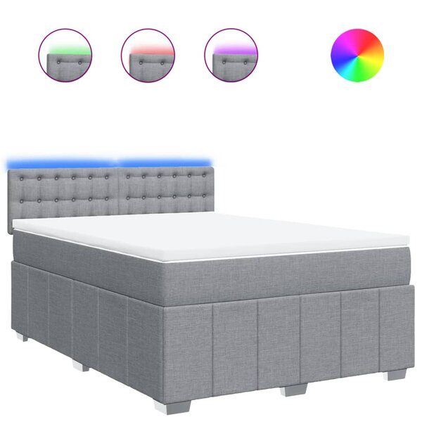vidaXL Sommier à lattes de lit avec matelas Gris clair 140x190cm Tissu