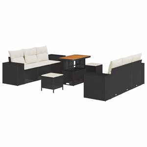 vidaXL Ensemble de canapé de jardin 9 Pièces Noir Poly rotin