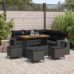 vidaXL Ensemble de canapé de jardin 9 Pièces Noir polyrotin