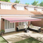 vidaXL Auvent Rétractable Rouge et Blanc 600 × 300 cm