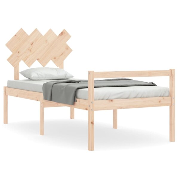 vidaXL Lit pour personne âgée et tête de lit 90x200 cm bois massif