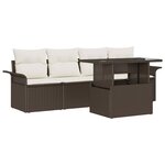 vidaXL Ensemble de canapé de jardin 5 Pièces Marron Poly rotin