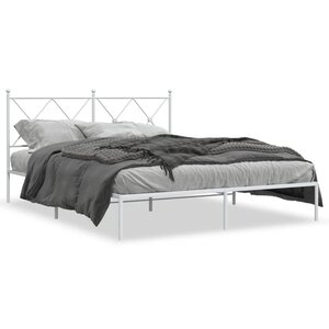vidaXL Cadre de lit métal sans matelas et tête de lit blanc 150x200 cm