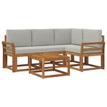 vidaXL Ensemble de canapés d'extérieur 5 pc Naturel et gris clair