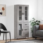vidaXL Buffet haut Sonoma gris 69 5x34x180 cm Bois d'ingénierie