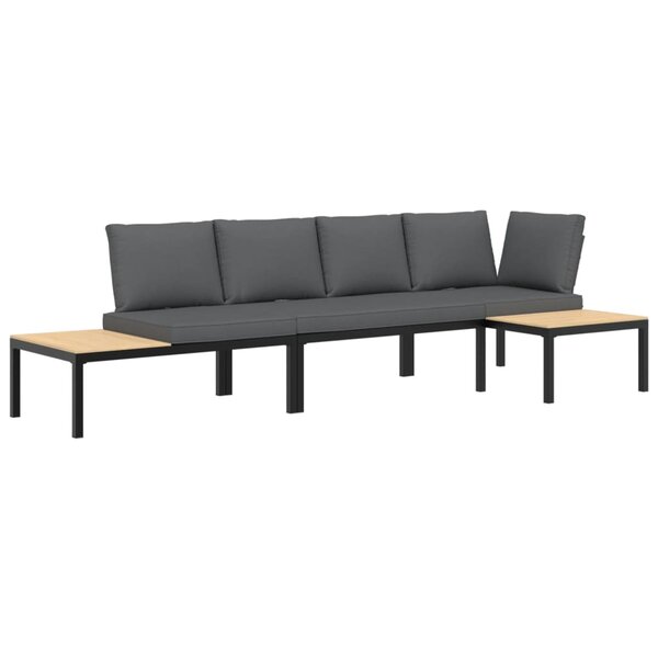 vidaXL Salon de jardin 3 Pièces avec coussins noir aluminium